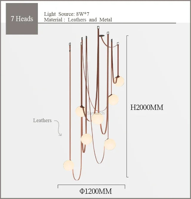 Modern Leather Staircase Villa Chandelier Glass Ball Dining Room Lighting