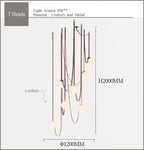 Modern Leather Staircase Villa Chandelier Glass Ball Dining Room Lighting