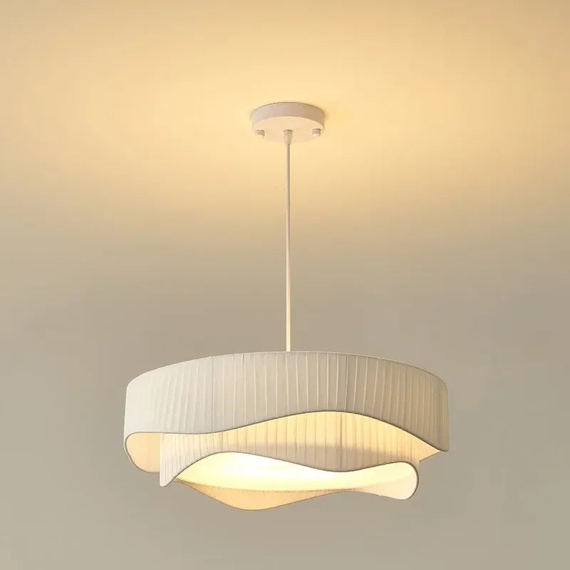 Modern White Fabric Chandelier Pendant Light Fixture