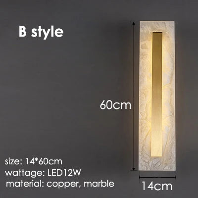 Marble Wall Light: Modern Copper Gold LED Sconce for Bedroom Hotel Corridors