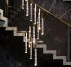 Gold Crystal LED Chandelier for Modern Loft Living Room Staircase