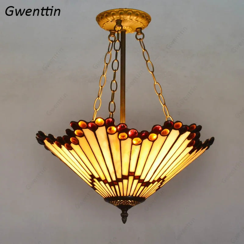 Stained Glass Tiffany Chandelier Pendant Light for Mediterranean Home Decor