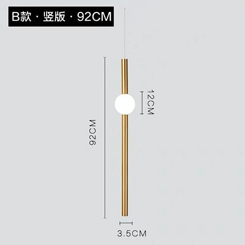 Modern Wand LED Pendant Light for Bedside Living Room, Hotel Hall Decor