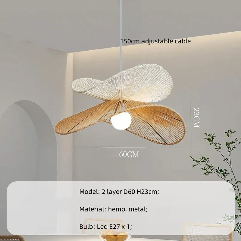 Hemp Pendant Lights: Wabi Sabi LED Indoor Lighting Fixtures