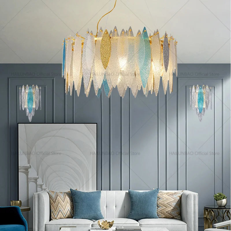Glass Chandelier Light for Living Room, Bedroom, Dining: Luxury Art Designer Lighting