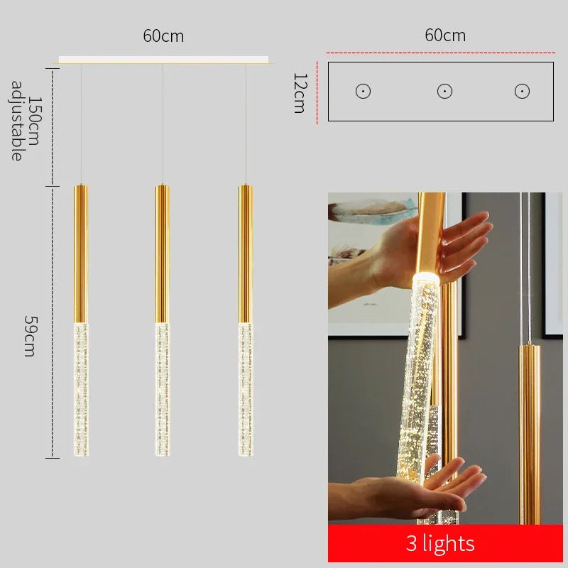 Crystal Gold Chandelier for Living Room Staircase Kitchen - Modern Nordic Design