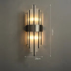 Art Deco Stainless Steel Crystal LED Wall Sconce Black Gold Bedroom Corridor