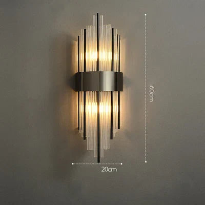 Art Deco Stainless Steel Crystal LED Wall Sconce Black Gold Bedroom Corridor