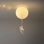 Bear LED Ceiling Chandelier: Cute PVC Ball Lampshade for Children's Room Decor