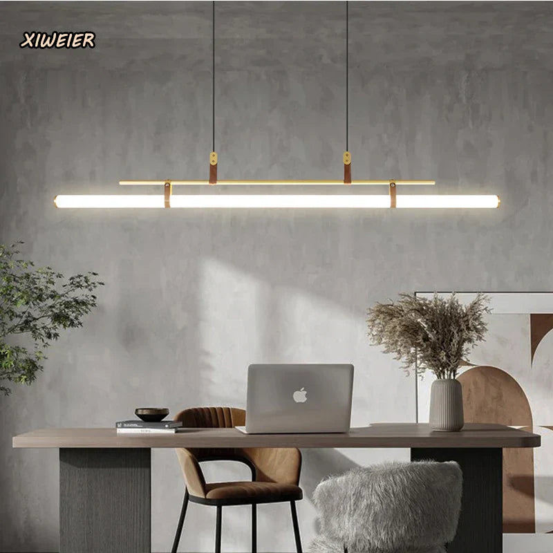 Glass Belt Chandelier: Modern Indoor Restaurant & Office LED Light