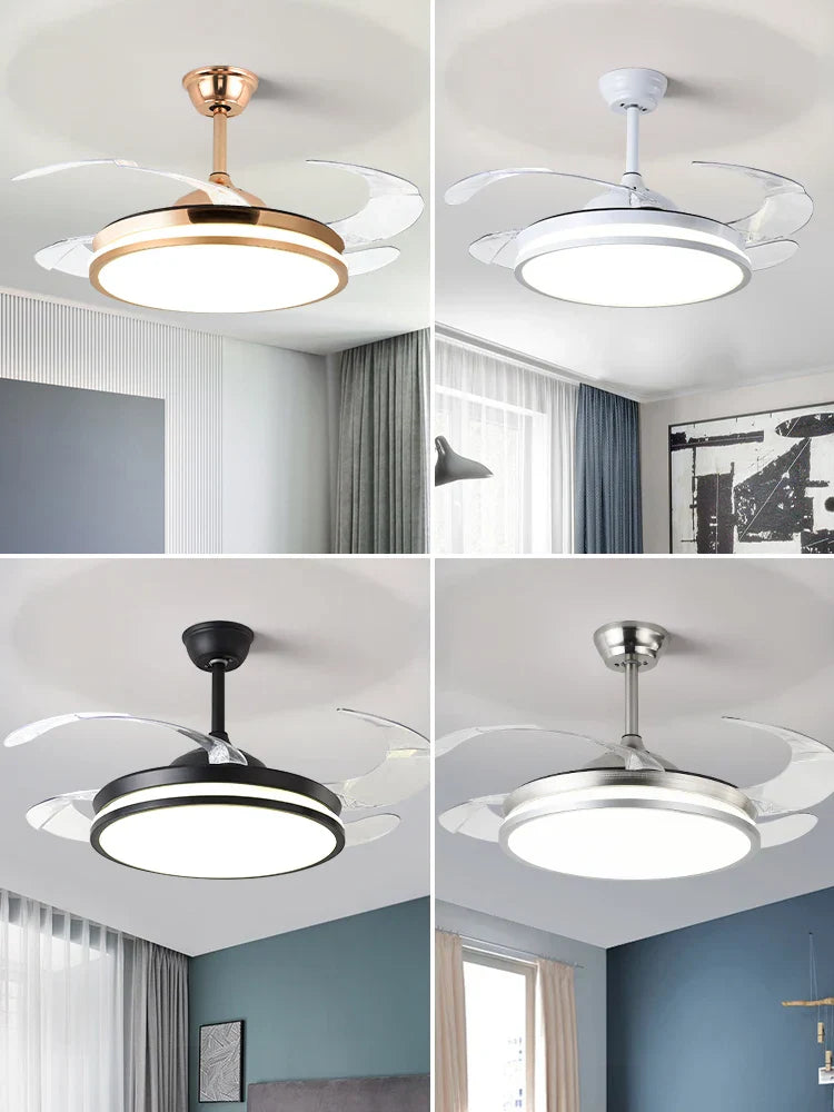 LED Invisible Fan Lamp Modern Ceiling Chandelier for Living Room Bedroom