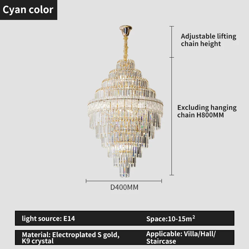 Elegant Crystal Chandelier: Modern European Lighting for Living, Dining & Bedroom