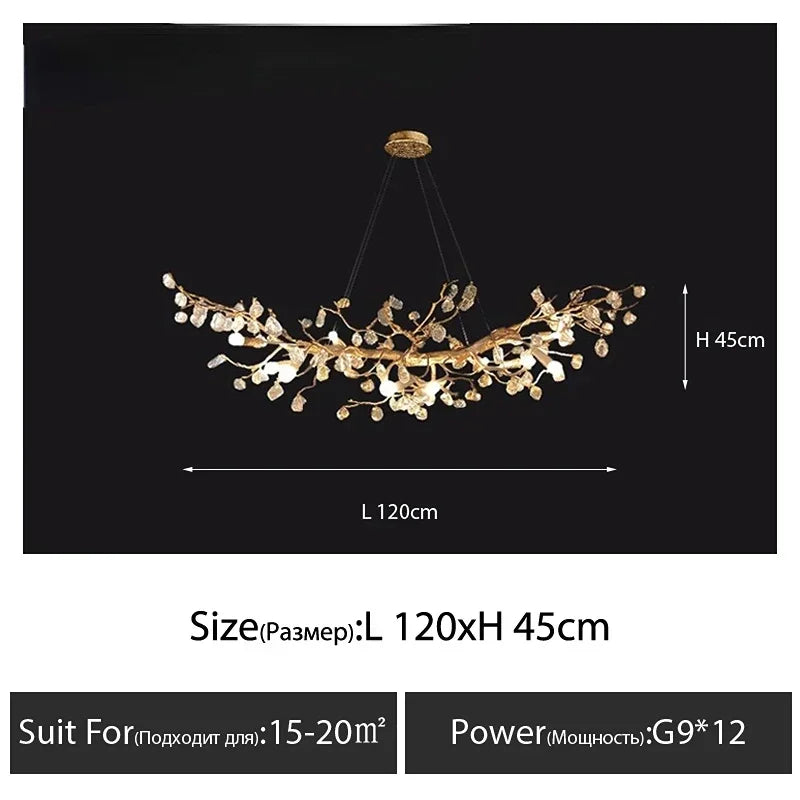 Kapok Flower Glass Crystal Chandelier for Living Room Dining Bedroom