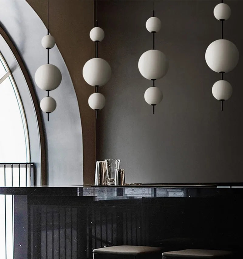 LED Glass Beads Pendant Chandelier - Elegant Hanging Lighting Fixture