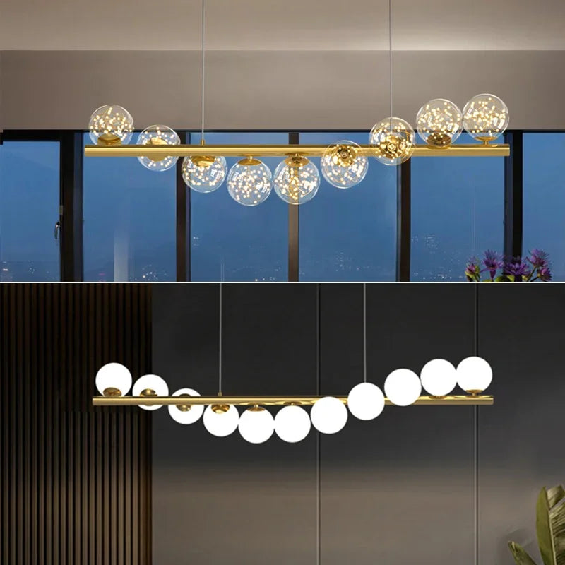 Modern Glass Balls Ceiling Chandelier for Dining Room and Kitchen