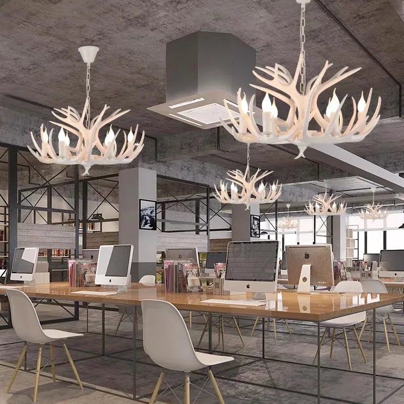 Antler Pendant Chandelier for Home Decor and Lighting, Industrial Style Deer Horn Fixture
