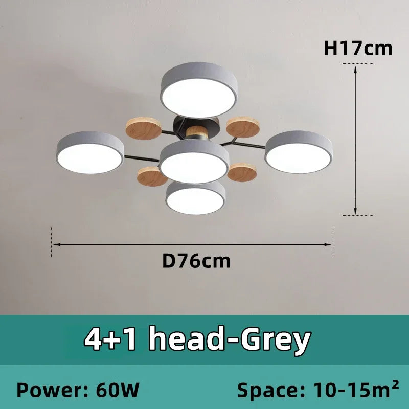 Nordic Wooden Chandelier LED Ceiling Light for Living Room, Bedroom, Kitchen, and Dining Room