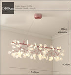 Modern Nordic Hanging Firefly Chandelier - Rose Gold and Black Branch Design