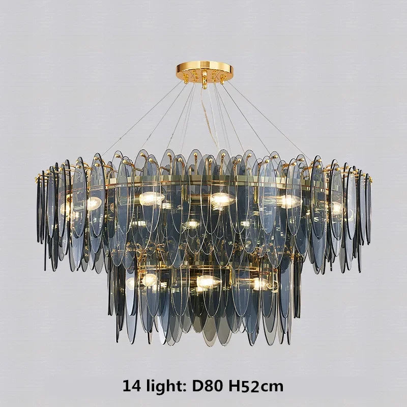 Gold Metal Chain LED Pendant Lights for Modern Luxury Living Room