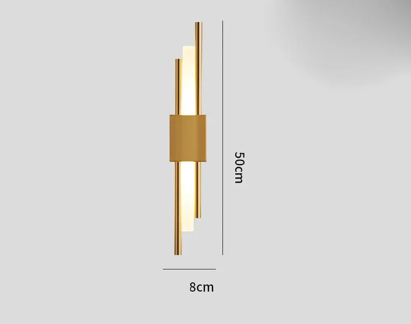 Art Deco Gold LED Wall Sconce with Marble Accent - Modern Bedroom & Living Room Lighting