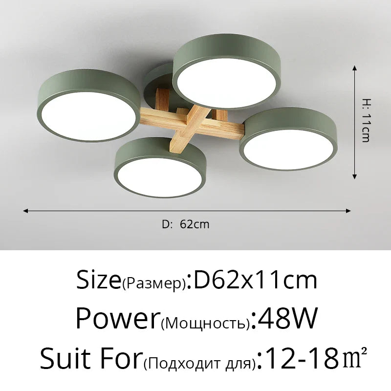 Nordic Style Wood Art LED Chandelier for Bedroom Living Room Ceilings