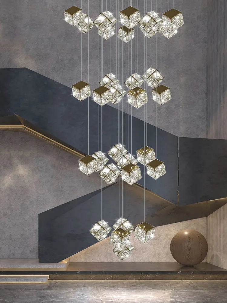 Crystal Modern Chandelier for Living Room Luxury Loft LED Lighting Staircase Chandelier