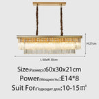 Retro Crystal Ceiling Chandelier for Living Dining Room, Industrial Vintage Hanging Light