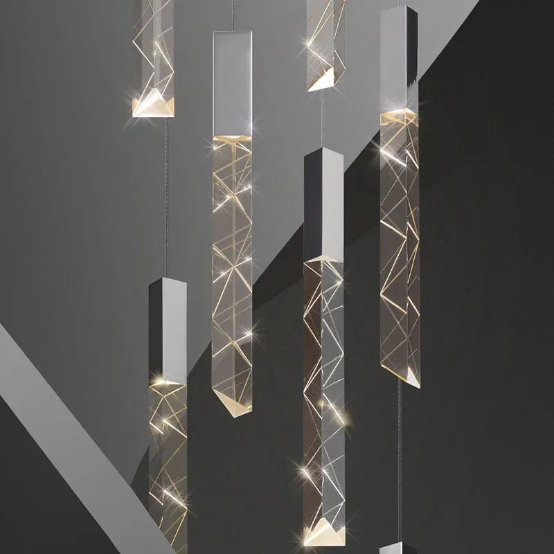 Crystal Glass LED Pendant Light for Living Hallway Staircase & Restaurant