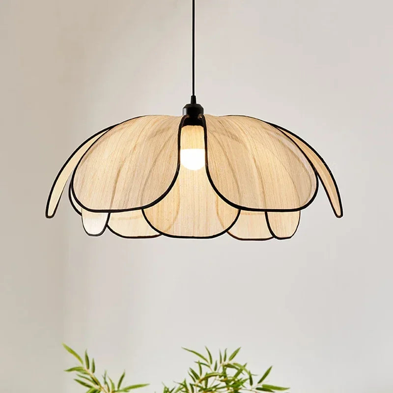 Petal Rattan Pendant Lamp, Elegant Ceiling Light for Dining Room & Living Space