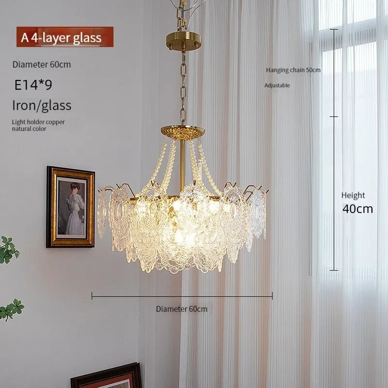 Modern Luxury Clear Glass Chandelier for Bedroom Living Room Kitchen.