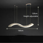 Modern Crystal Chandelier: Stainless Steel Long Strip Hanging Lamp for Kitchen and Dining