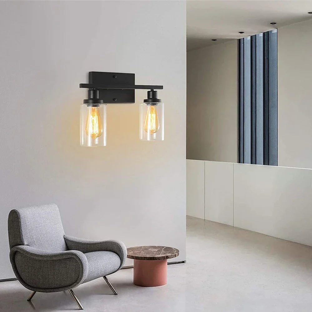 Glass Wall Lamp: Nordic Industrial LED Sconce for Living Bedroom, Kitchen, Dining - Modern Indoor Lighting