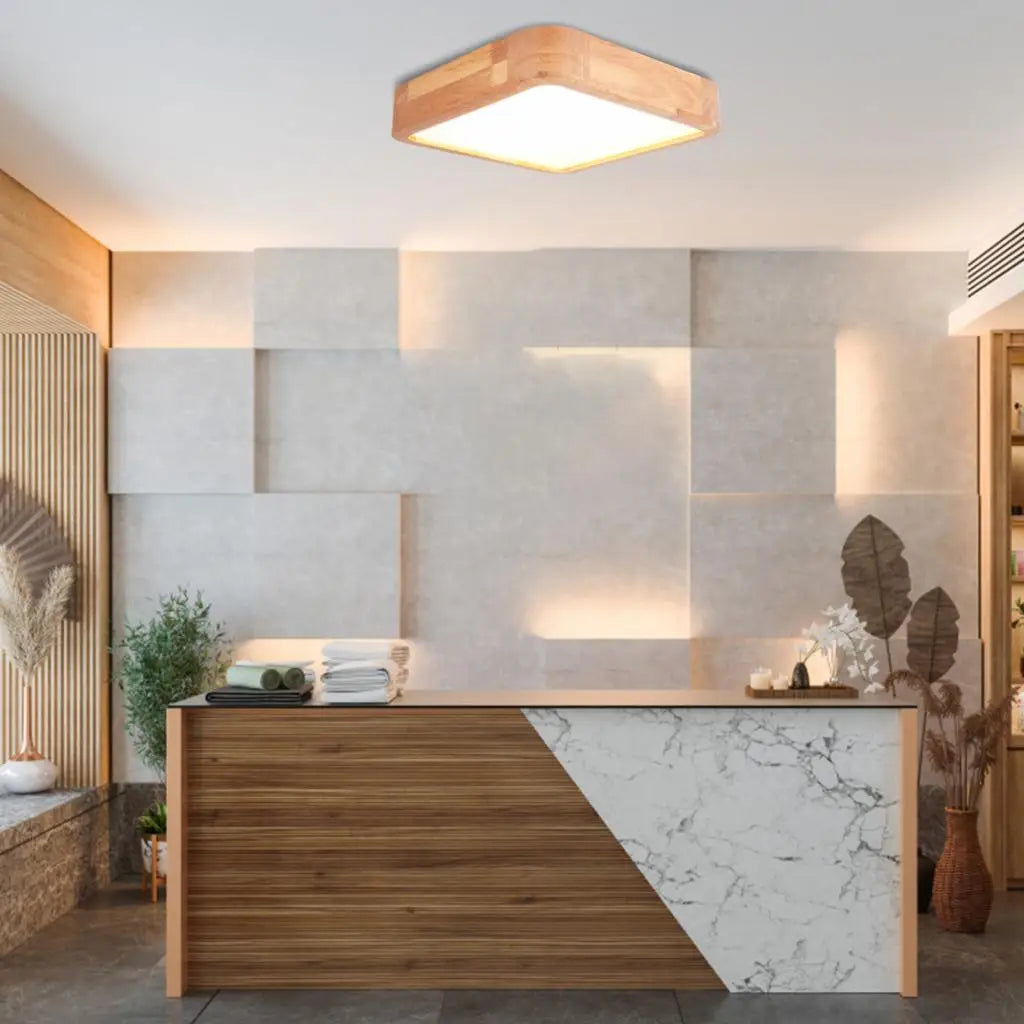 Nordic Wood Led Ceiling Light for Living Room Bedroom, Modern Indoor Decor Lighting