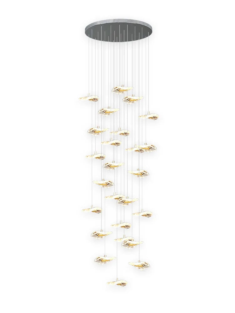 Crystal Glass Staircase Chandelier: Modern Nordic Luxury Living Room Lighting