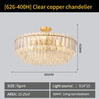Luxury Copper Crystal Chandelier Light for Living Room and Bedroom