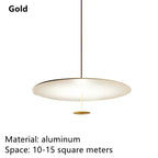 Gold Black Pendant Light for Living Room, Elegant Minimalist Ring Suspension Lamp