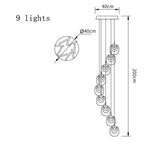 Luxury LED Crystal Chandelier for Staircase, Creative Living Room Lighting