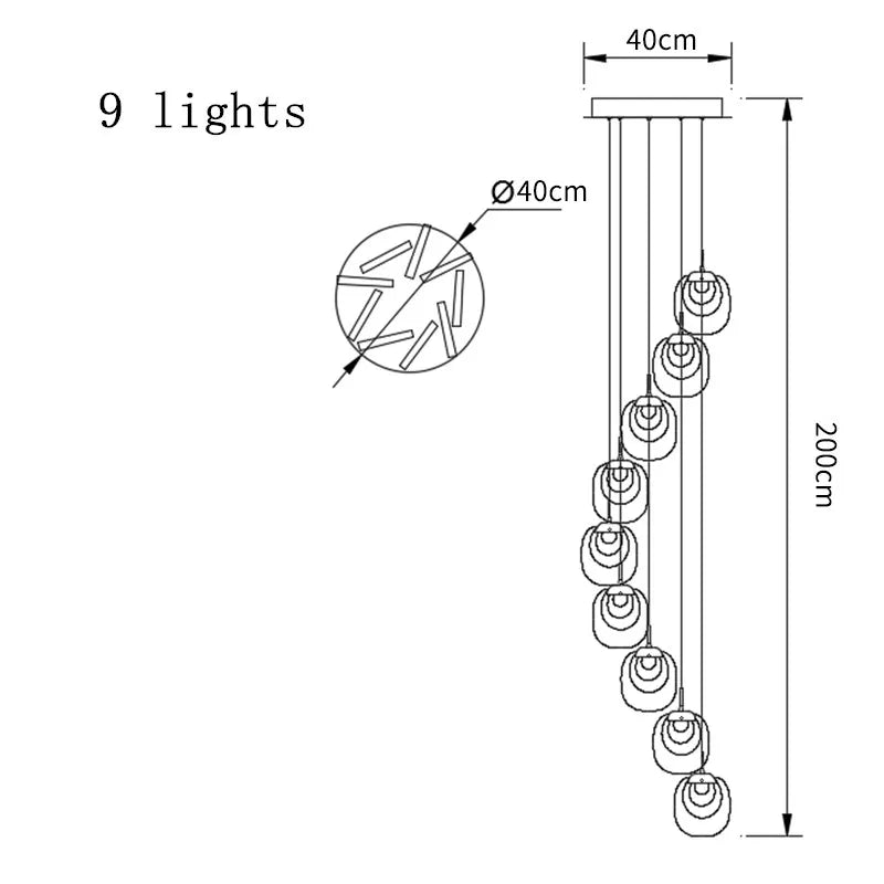Luxury LED Crystal Chandelier for Staircase, Creative Living Room Lighting