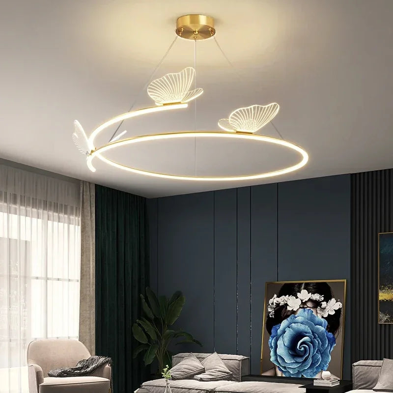 Modern Butterfly Chandelier Minimalist LED Pendant Light for Home Decoration
