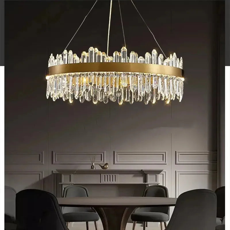 Smoke Grey Crystal LED Chandelier for Home Decor in Living Dining Bedroom