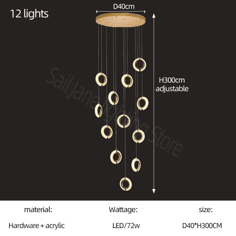 Modern Ring Chandelier for Living Room, Dining Room, Bedroom, Kitchen, and Attic