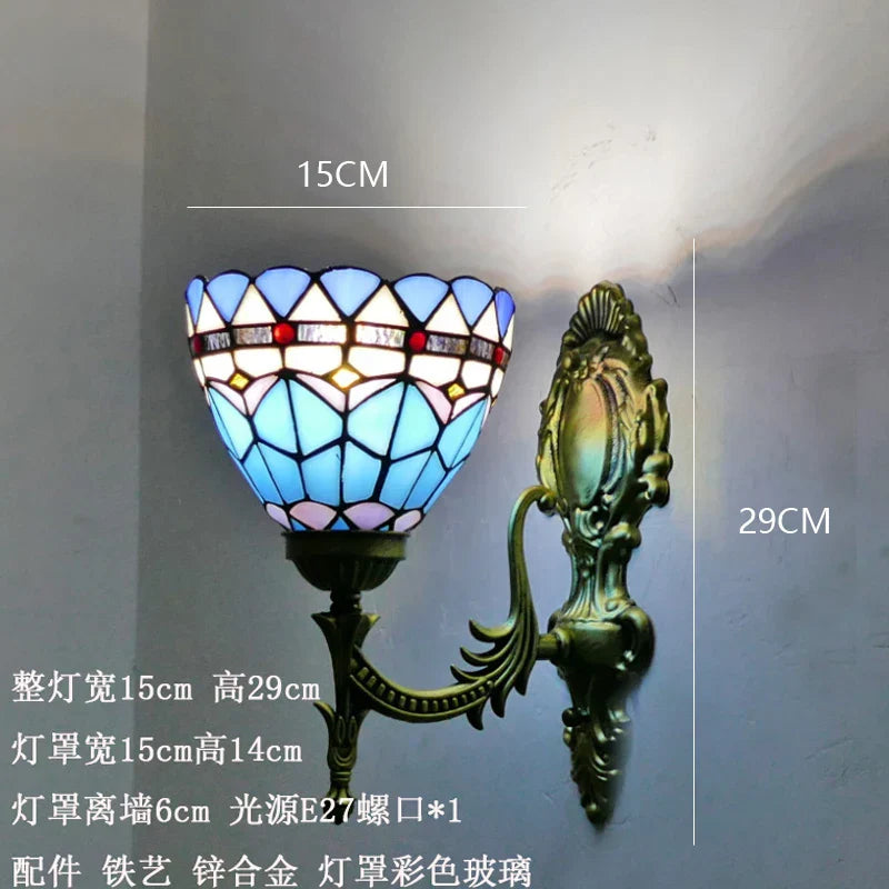 Stained Glass Mirror Wall Sconces for Home Lighting Decor