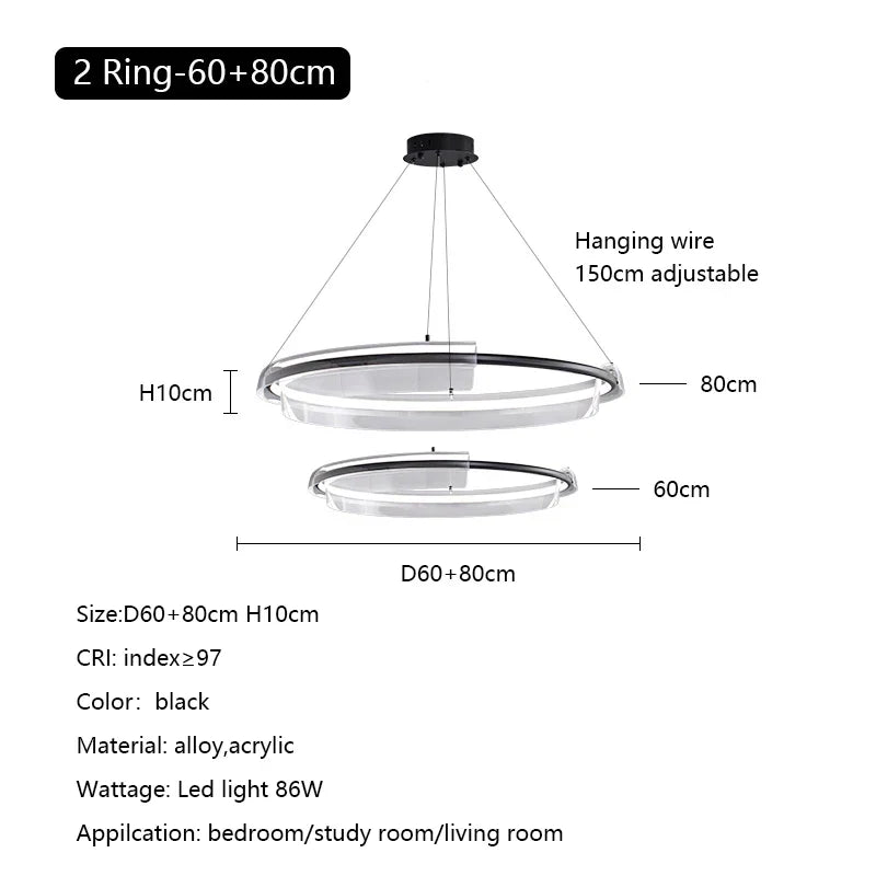 Nordic Minimalism Ring LED Chandelier Acrylic Circle Pendant Light Fixture