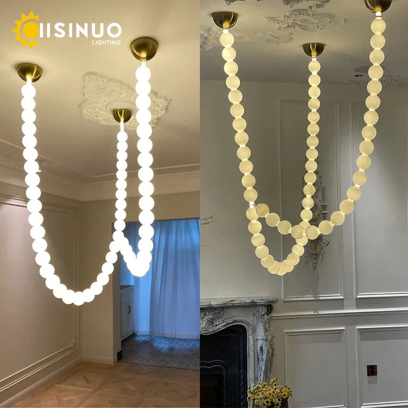 Pear Necklace Chandelier: Luxury Pendant Light Fixture for Living & Dining Rooms