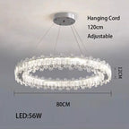 Crystal LED Ceiling Chandelier: Modern Dimmable Lighting Fixture for Stylish Home Decor