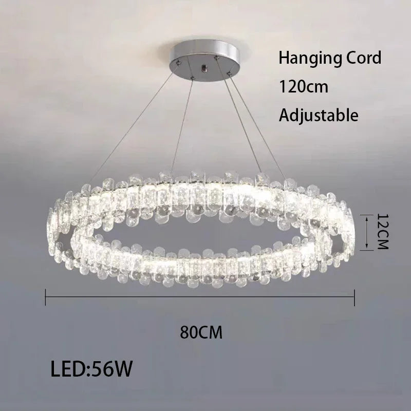 Crystal LED Ceiling Chandelier: Modern Dimmable Lighting Fixture for Stylish Home Decor