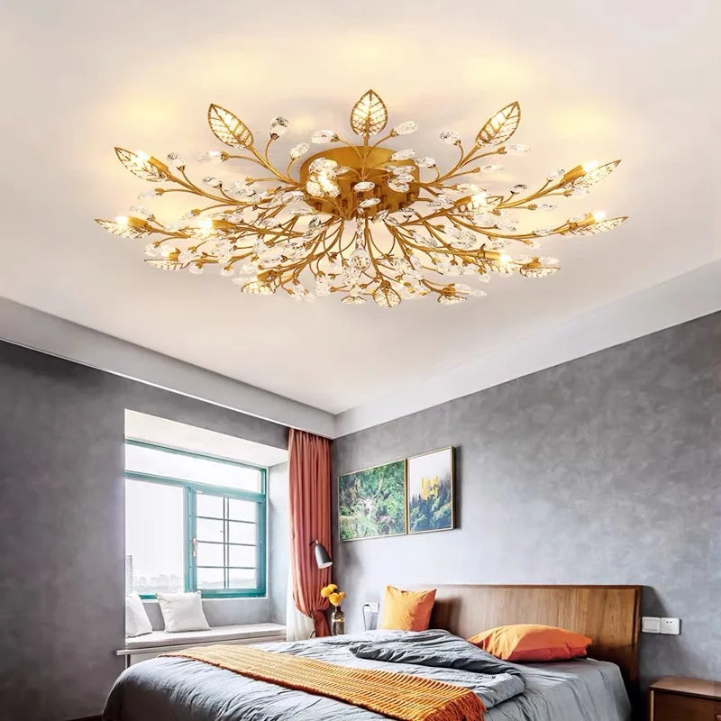Crystal Ceiling Chandelier LED Light Fixture for Living Room Bedroom Kitchen