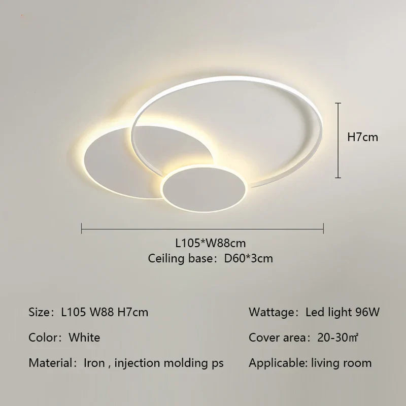 Circles LED Ceiling Lights Modern Minimalism Dimmable Bedroom Lamp Fixtures