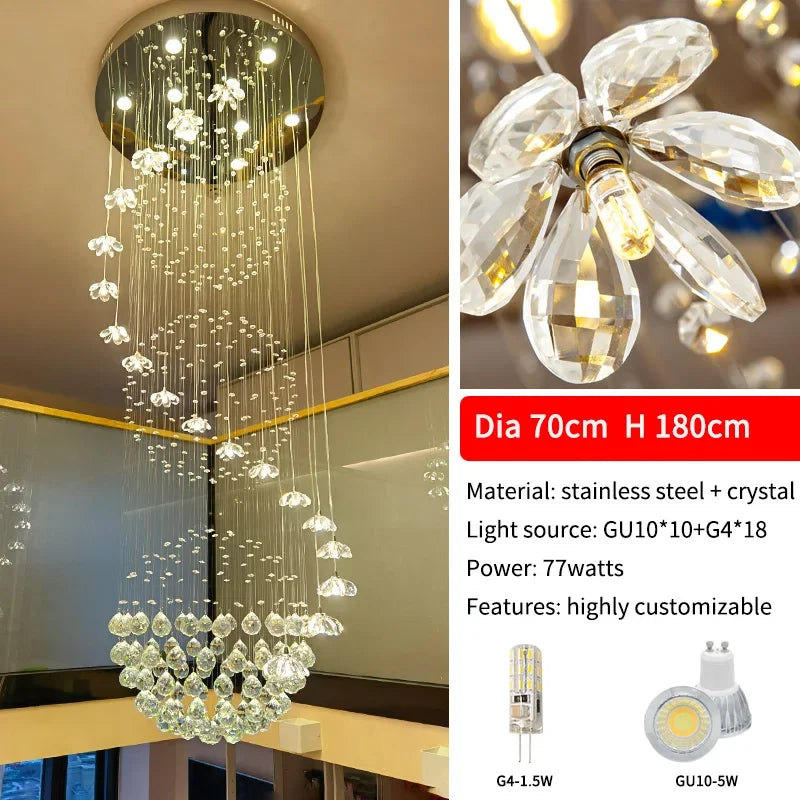 Spiral Long Chandelier: Modern Nordic Loft Staircase Pendant Lamp