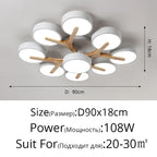 Nordic Style Wood Art LED Chandelier for Bedroom Living Room Ceilings